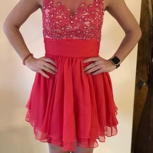 Semi-formal coral pink dress